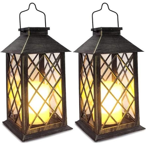 Solar Lantern,Outdoor Garden Hanging Lanterns,2 Pack 14 Inch Lasts 3X Longer - Picture 1 of 6